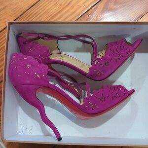 Christian Louboutin, worn only twice, purple suede heels. Size EU 38